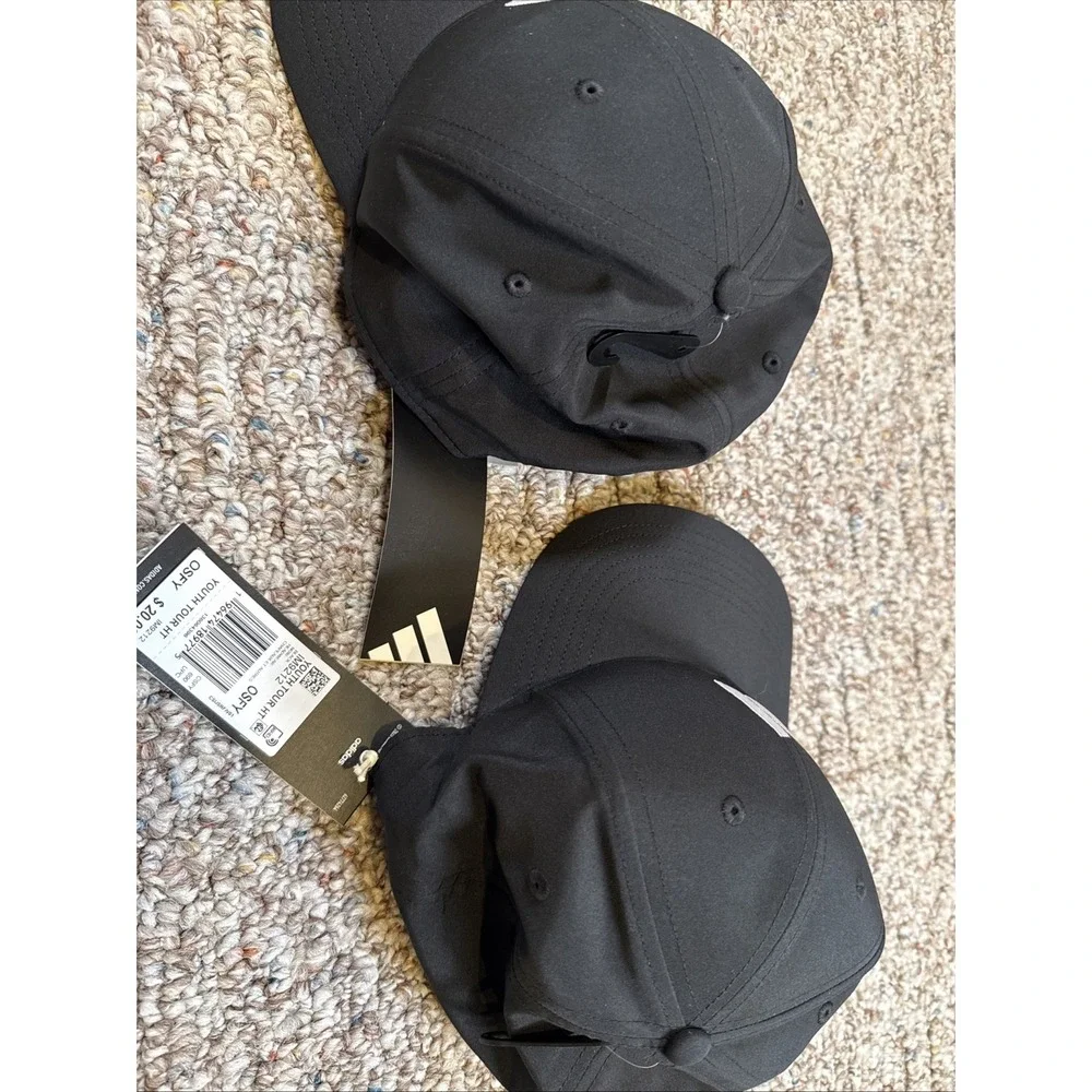 Adidas Aeroready Hat Cap 3 Stripes Black White‎ Ajustable Youth One Size 2 Hats